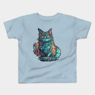 Rainbow Swirl Fur Cat Kids T-Shirt